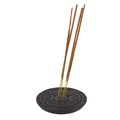 Black Carved  Soapstone Triple Moon Incense Plate