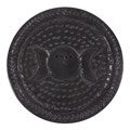 Black Carved  Soapstone Triple Moon Incense Plate