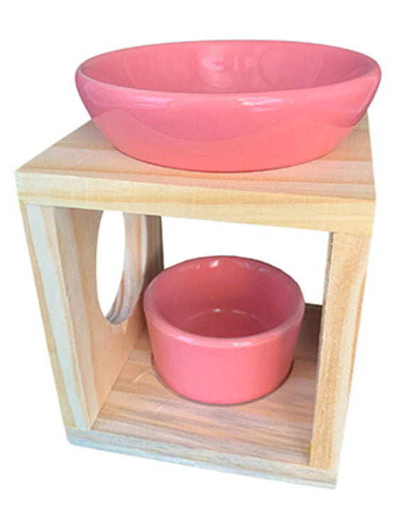 Pink Ceramic & Natural Timber Oil Burner