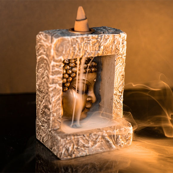 Framed Buddha Head Backflow Incense Burner