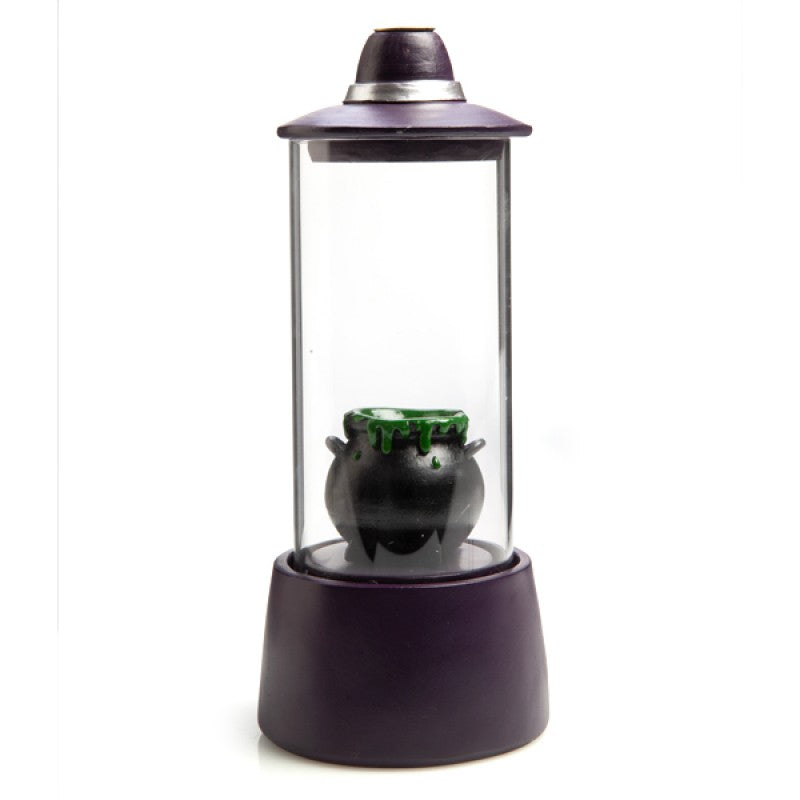 Witches Cauldron Glass Case LED Backflow Incense Burner