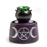 Witches Cauldron Glass Case LED Backflow Incense Burner