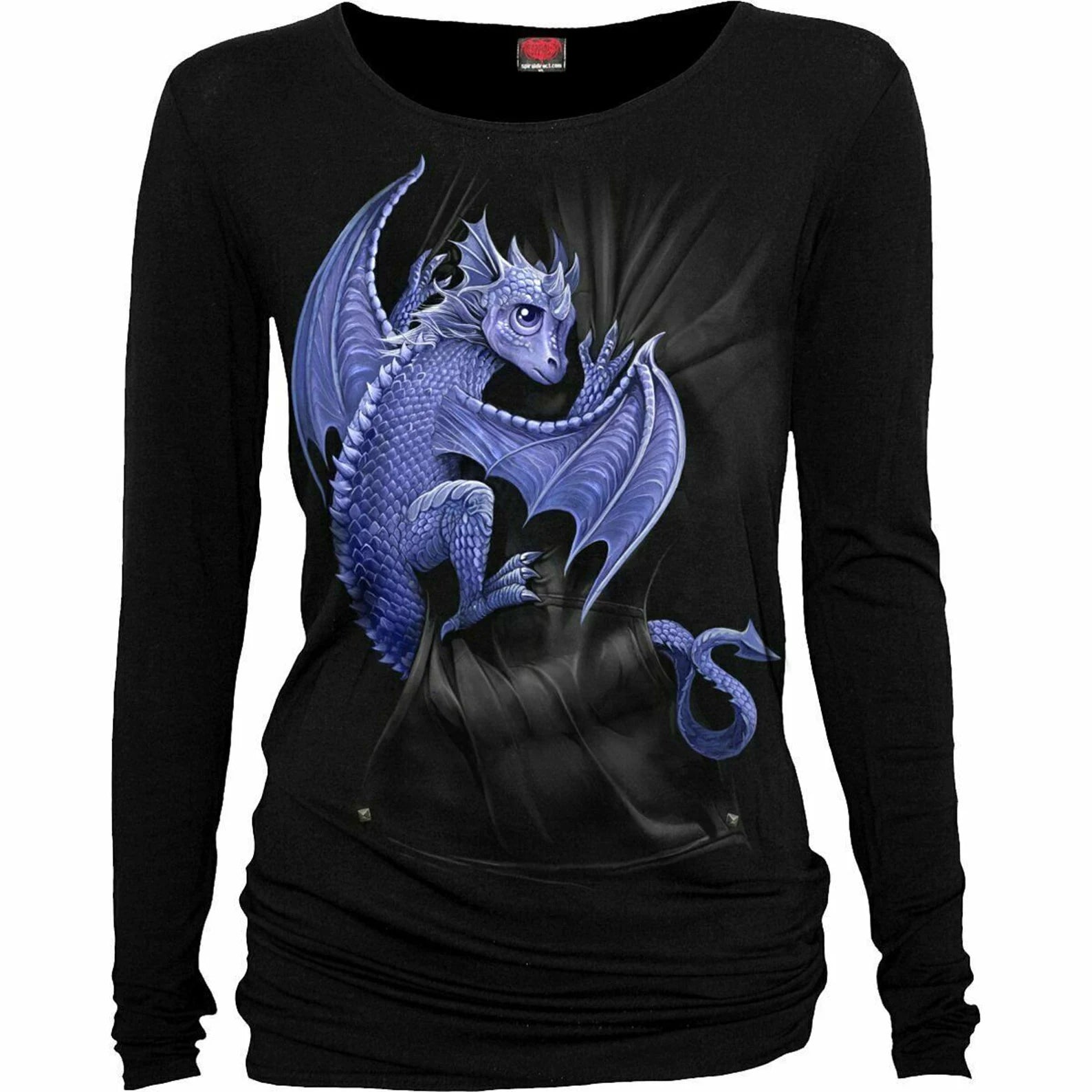 Spiral Direct Long Sleeve Baggy Top - Pocket Dragon