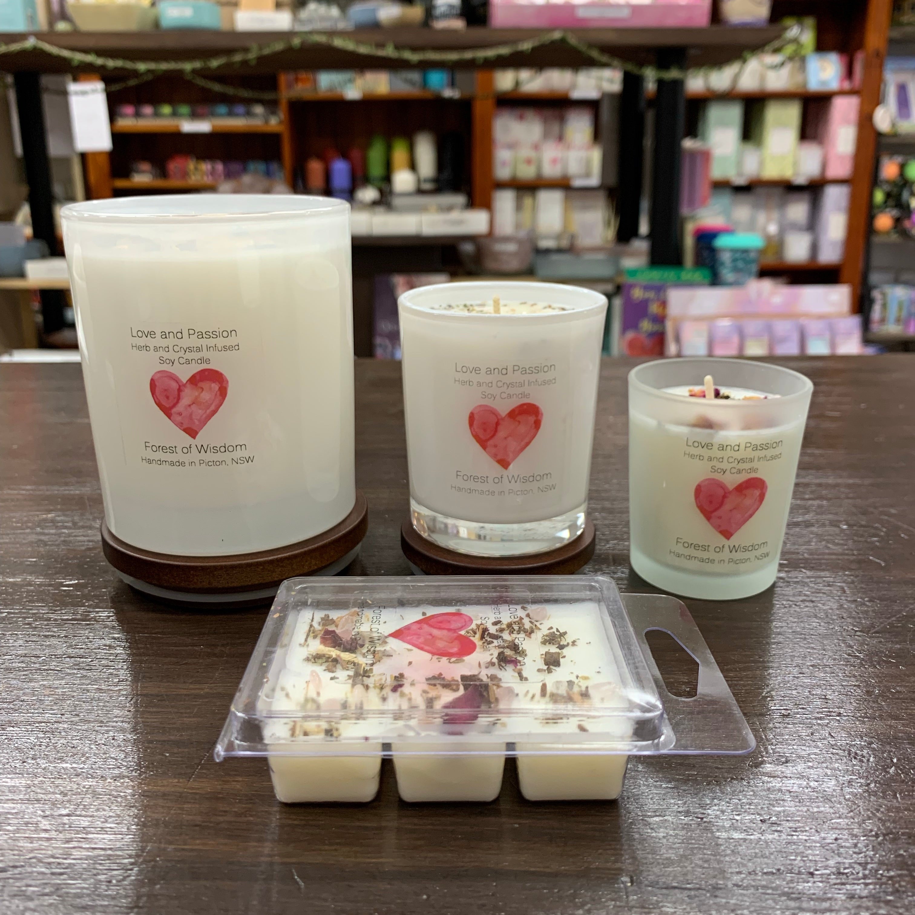 Love and Passion Herb and Crystal Infused Soy Spell Candle