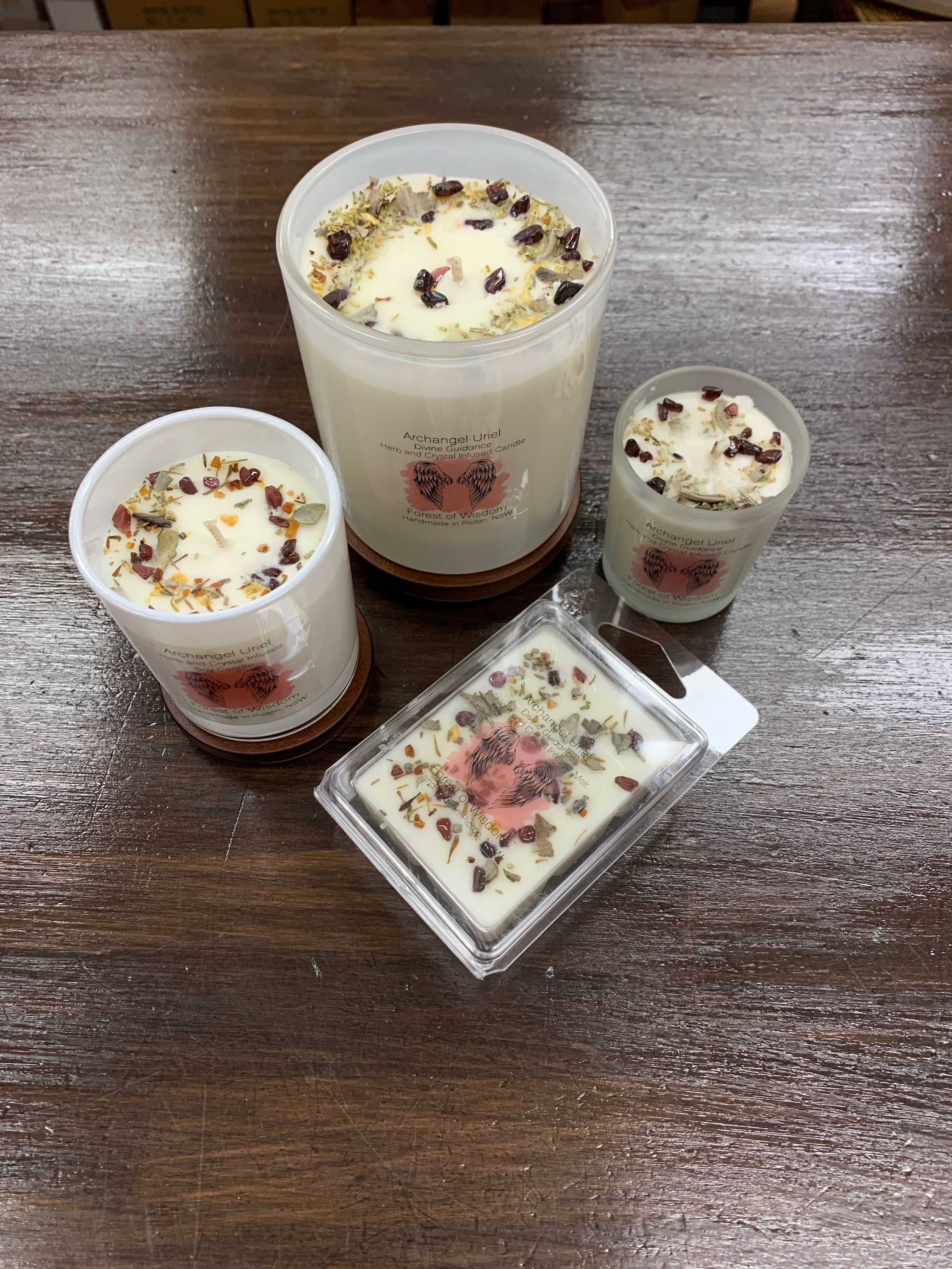 Archangel Uriel Herb and Crystal Infused Soy Candle